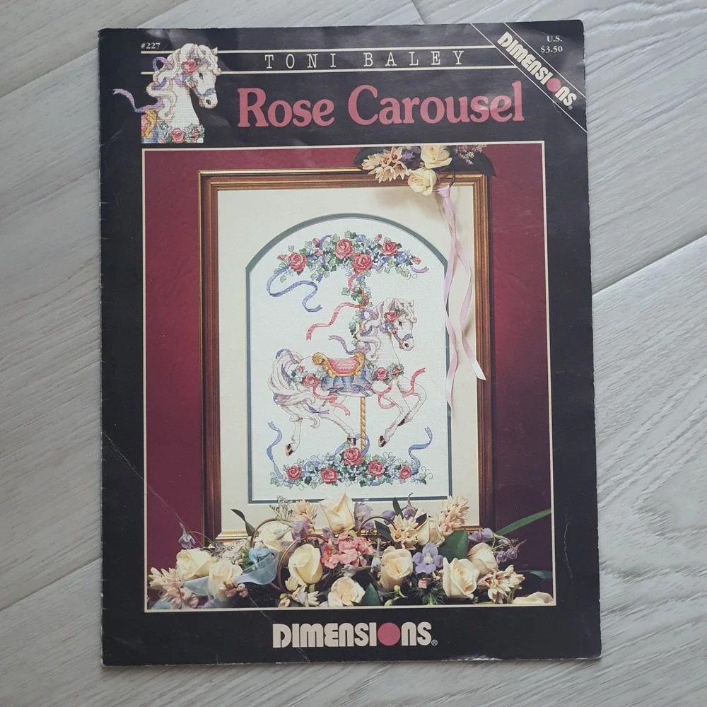 Dimensions Toni‎ Baley Rose Carousel Cross Stitch Pattern Leaflet 227 Vintage